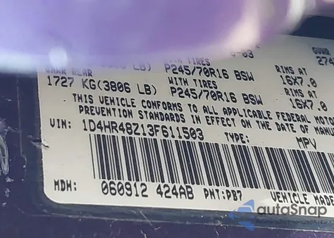2003 Dodge Durango Slt from USA, damaged, VIN 1D4HR48Z13F611503